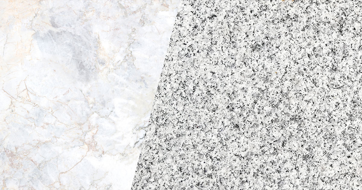 Granite vs marble countertop textures comparison showcasing color variations