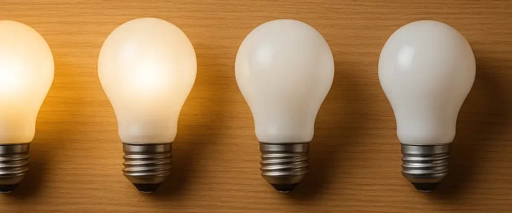 Row of light bulbs showing different brightness levels